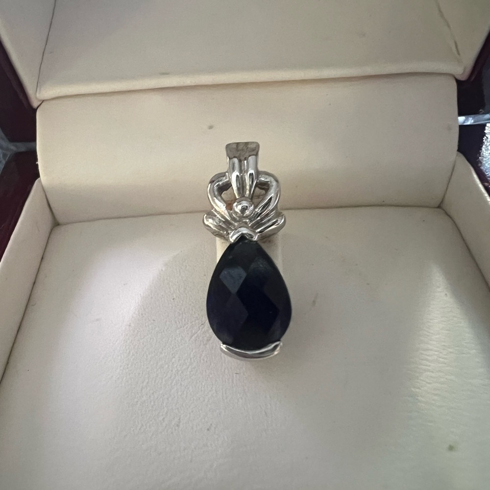 Sapphire in Silver Teardrop Pendant